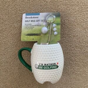 Brookstone White and Green Golf Mug Set